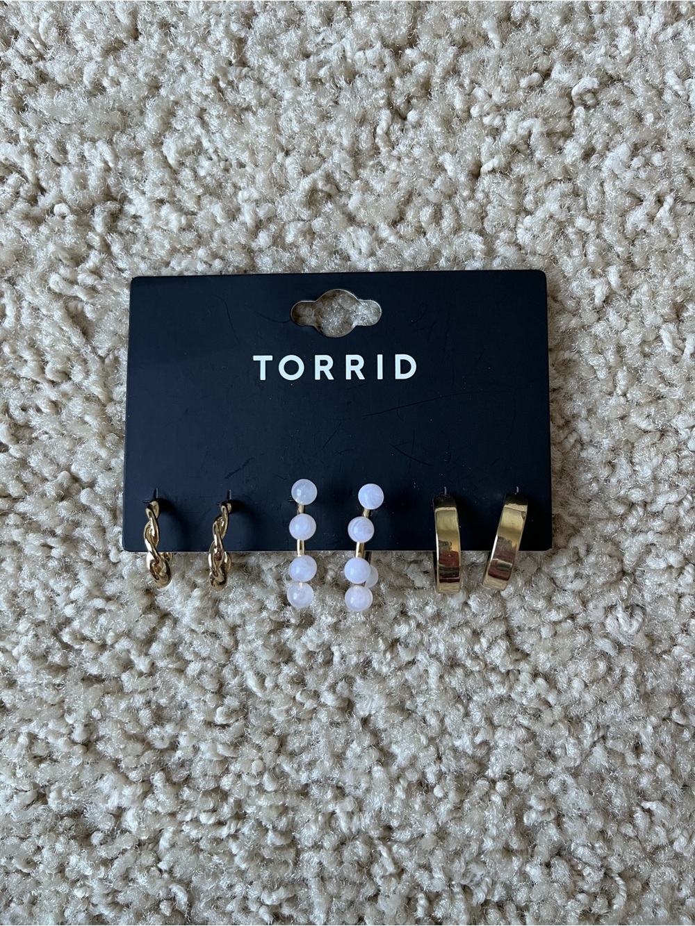 Torrid Gold Tone Earring Set with White Pearl Accents